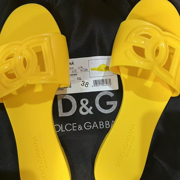 Dolce Gabbana Dg Logo Jelly Sandals Women's Yellow, Size EU 38